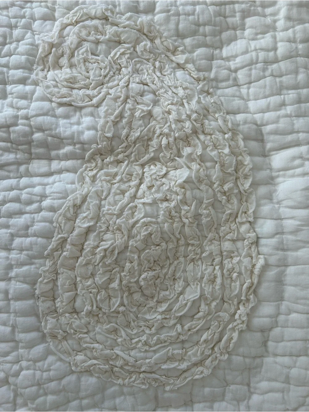 Pottery Barn Euro Pillow Sham Creamy White Textured Floral (1)